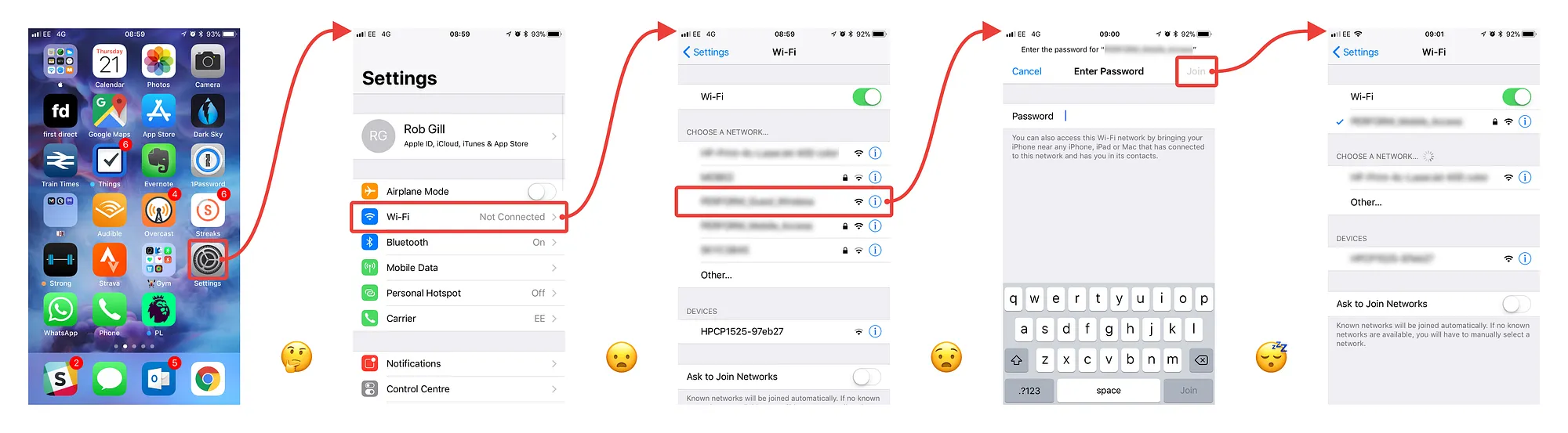 How to join a new WiFi network in Settings